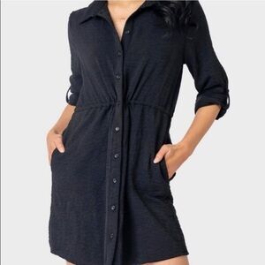Gibson Black Button-Front Shirt Dress